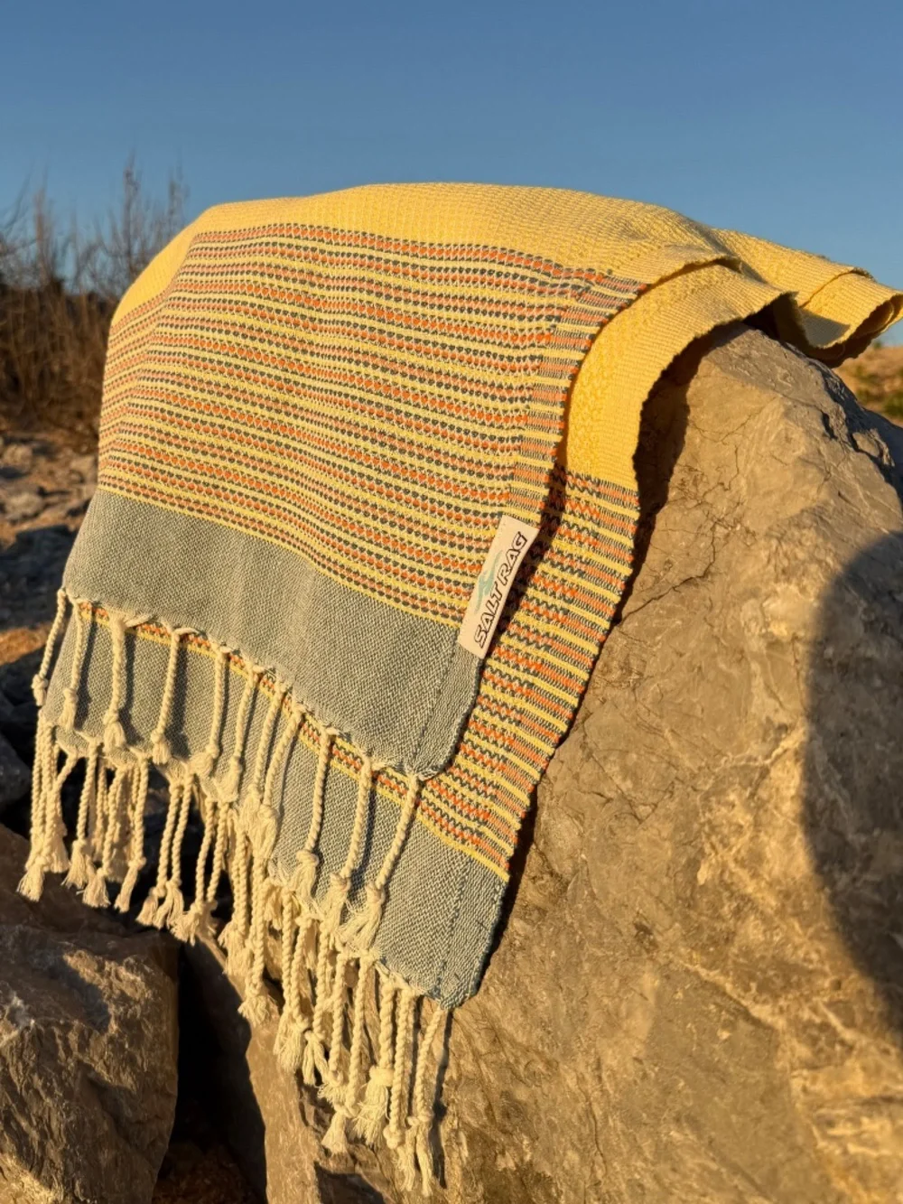 The Angler Rag — Yellow Salt Rag™ Sand-Resistant Turkish Beach Towel